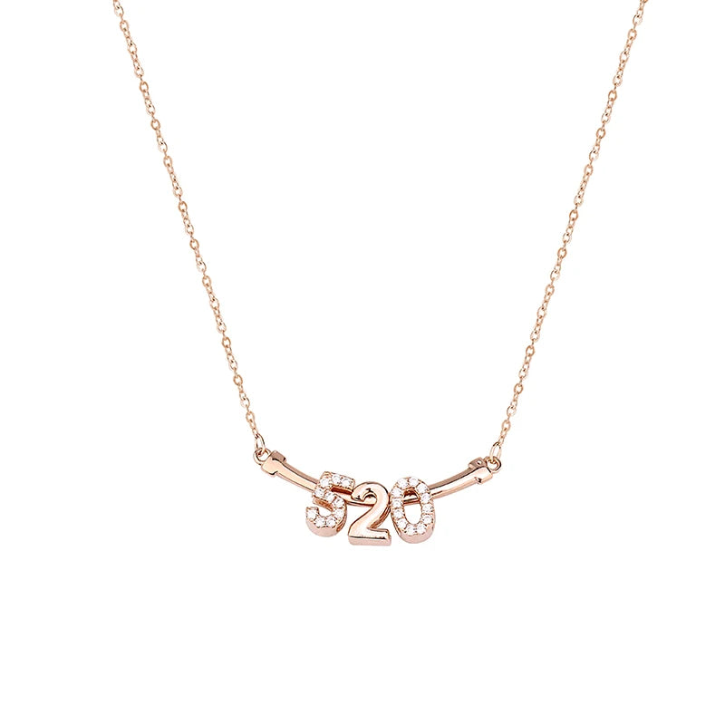 Hot Sale 925 Sterling Silver Pendant Necklace for Women Trendy Angel Number 520 with Zircon for Valentine's Day Weddings Parties