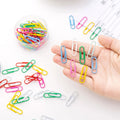 Creative Colorful Cute Office School Paper Clips Galvanized Metal Storage Bookmark Clamp Stationery Supplies 50pcs/box