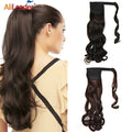 22\" Long Straight Synthetic Body Wave Ponytail Wrap around Clip in Extensions Heat Resistant Hair Tail Hairpieces