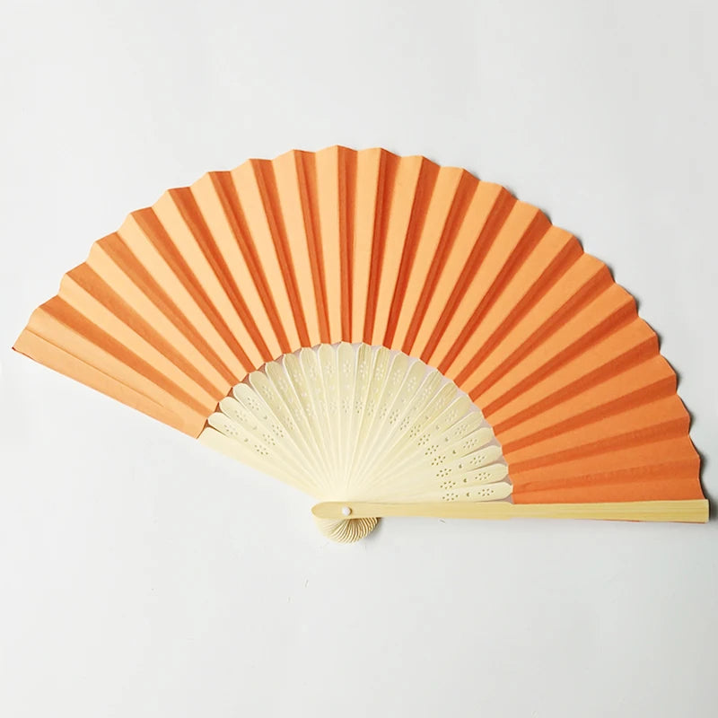 New Orange Japanese Style Paper Wedding Folding Fans for Summer Hoiding Chinese Style Decoration