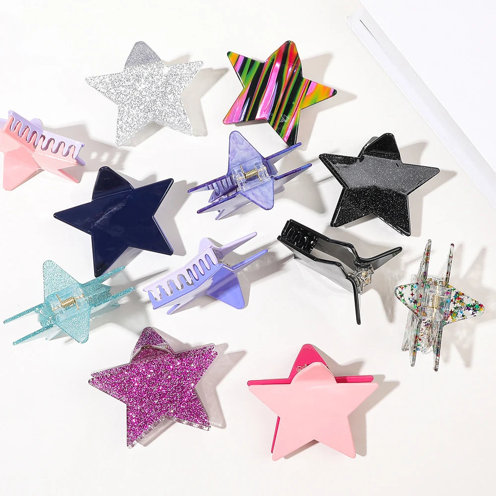 8.5cm New Elegant Hair Claw Clips Star Shape Acetic Acid Large Big Jumbo Strong Hold Hair Claw Clip