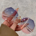 China Sunglass Manufacturers Custom Sunglasses Logo Sun Glasses Frameless Women Trendy Diamond Cut Sunglasses