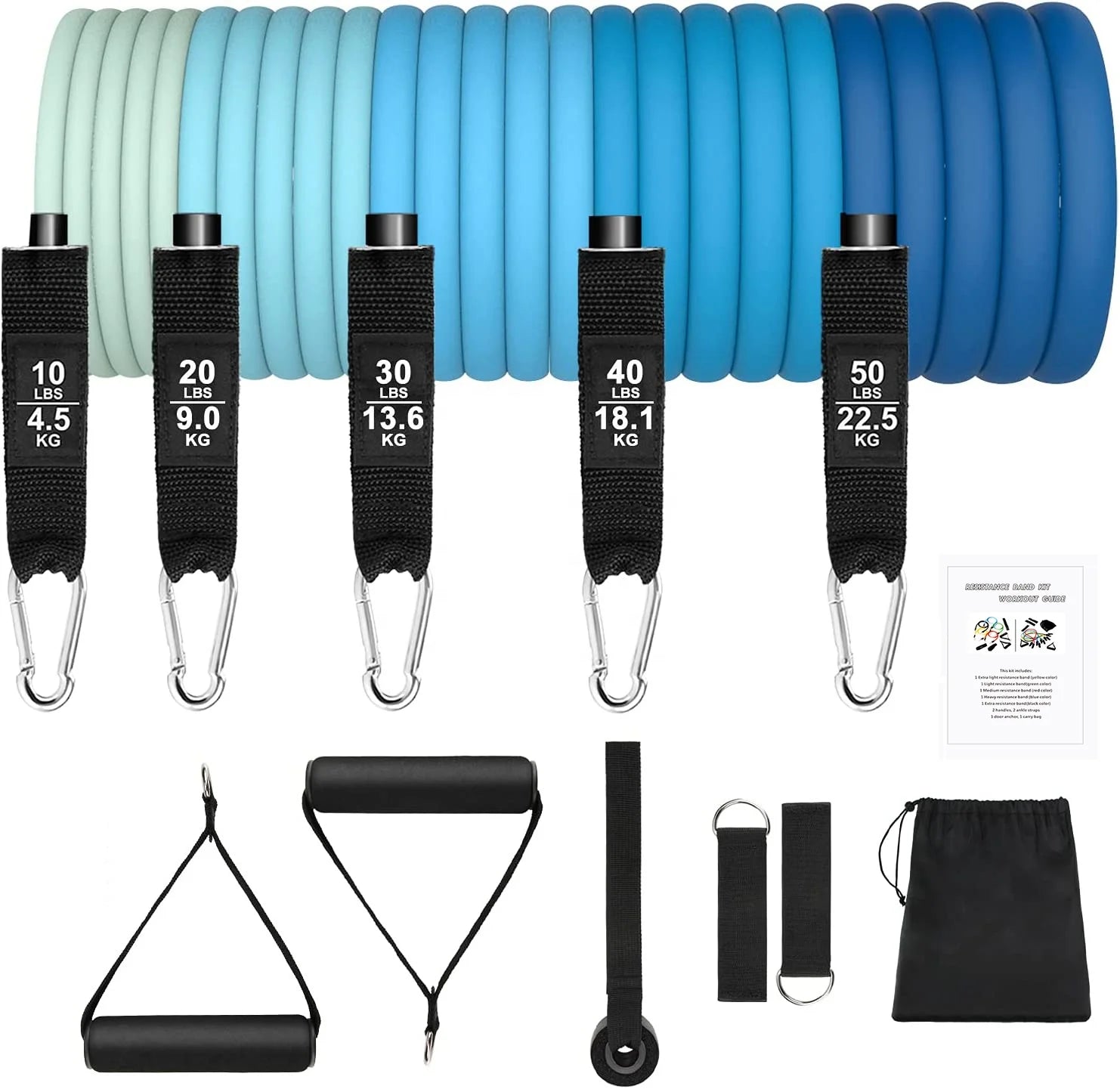Latex Tpe Resistance Tube Exercise Bands Set With Handle Strength Training Fitness Body Building Gym Workout Bands 150lb Custom