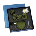 Bow Ties Necktie for Men Solid Color Pre-Tie Bow Tie and Pocket Square Cufflinks Sets for Wedding Party Prom