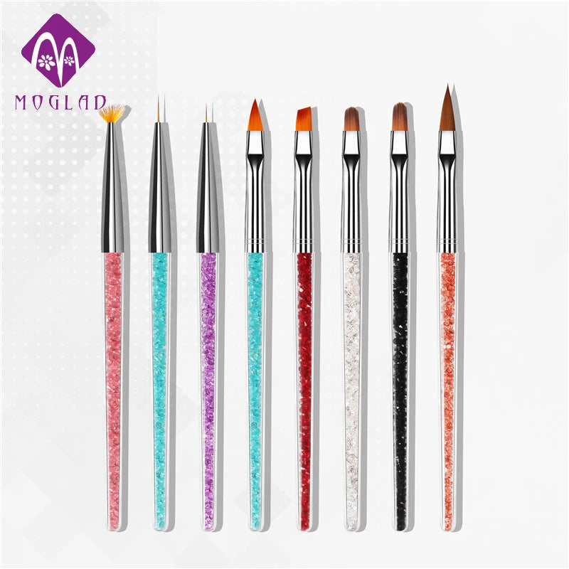 Professional Nail Drawing Pen Colored Handle Painting Brush for Fine Detail Line Art Manicure Sculpture Tools Wholesale