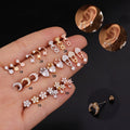 New Moon Brooch Skull  Skeleton Shape Crystal Gem CZ  Tragus Daith Helix Rook Snug Piercing Stud Lobe Piercing Earring