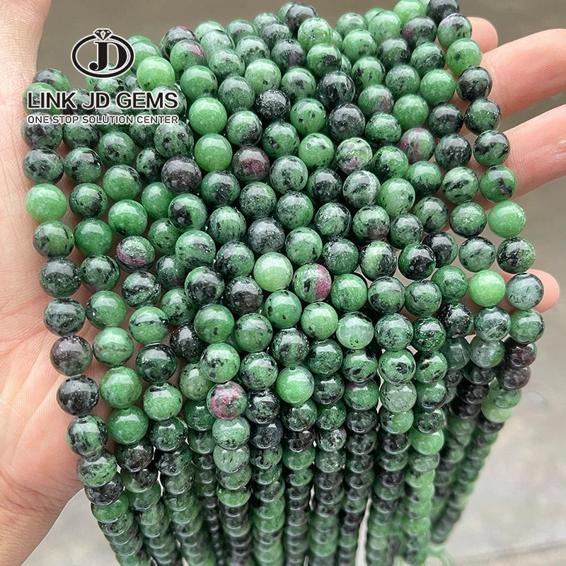 JD Wholesale Natural Epidote Ruby Zoisite 4/6/8/10mm round Loose Semi-Precious Gemstone Beads for Jewelry Making