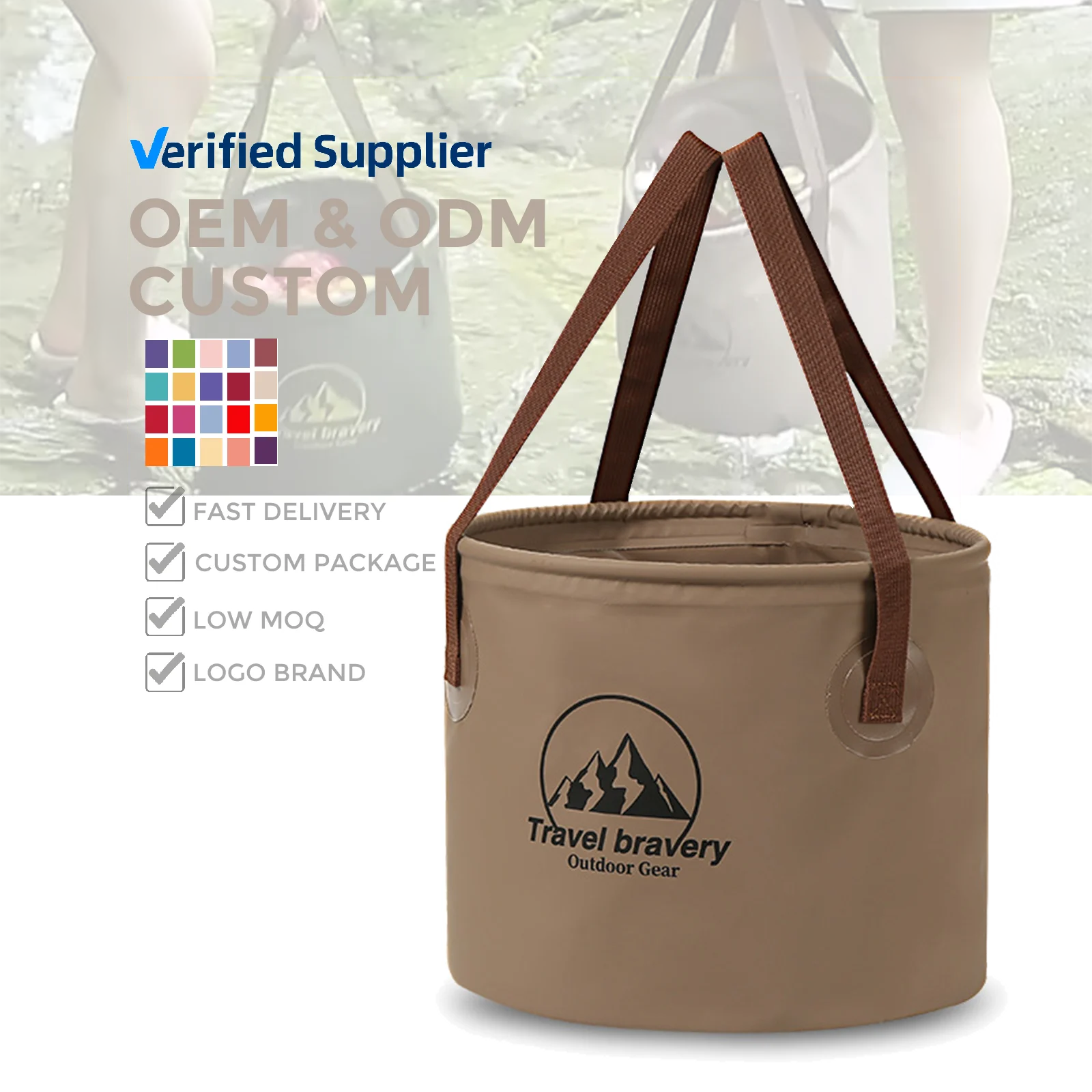 20L Green KANGFEI Portable Multi-Functional PVC Handheld Water Bucket New Style Outdoor Camping Hiking & TOUR