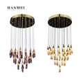 Luxury Modern Minimalist Led Stair Lighting Natural Hotel Villa Crystal Chandelier Stairs