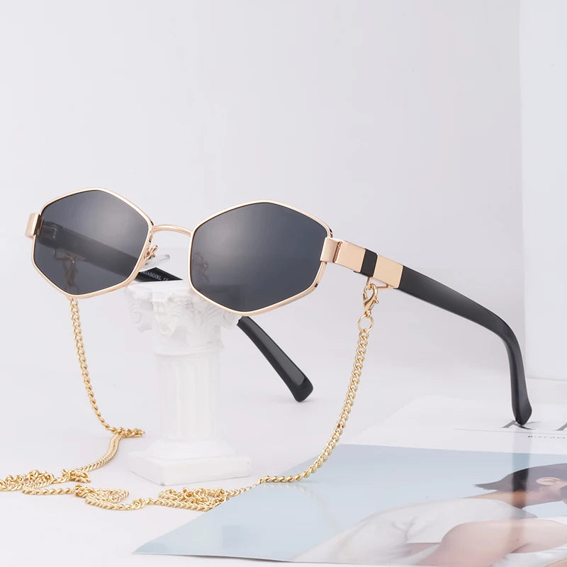 7506 High-quality Fashion Metal Irregular Small Frame Sunglasses Punk Retro Sun Glasses