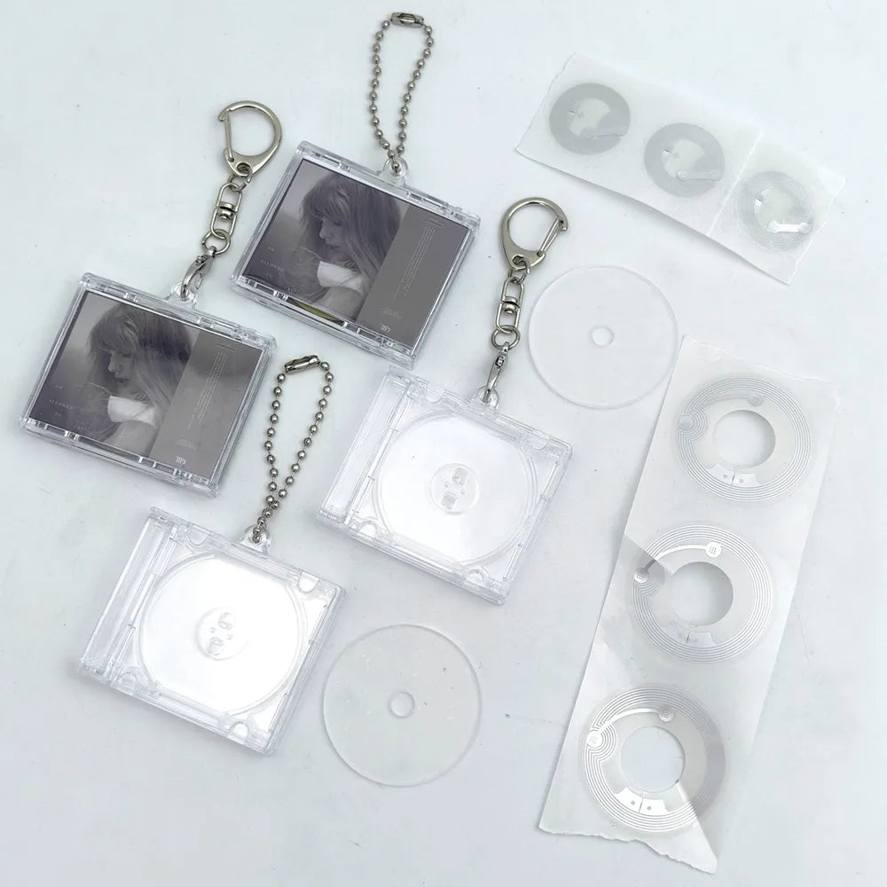 Wholesale Personalized Celebrity Concert Gift Music Disc Album Keyring Key Chain Diy Case Box Plastic Blank NFC Mini CD Keychain