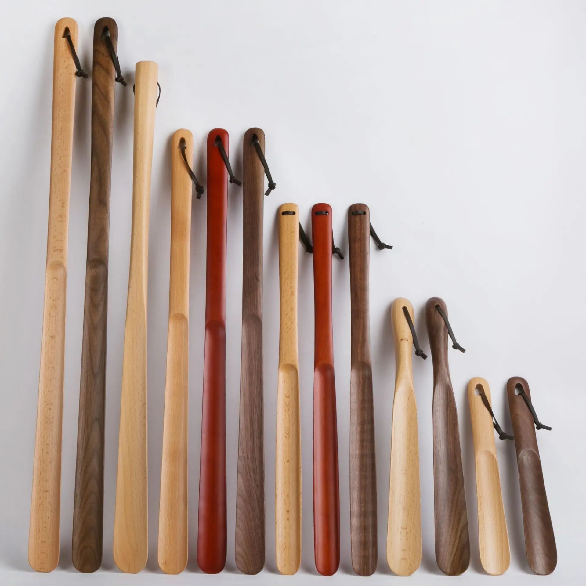 Wholesale Custom Logo Lazy Long Black Style Shoe Helper Spoons Wood Shoe Horn Hotel Long Shoehorn
