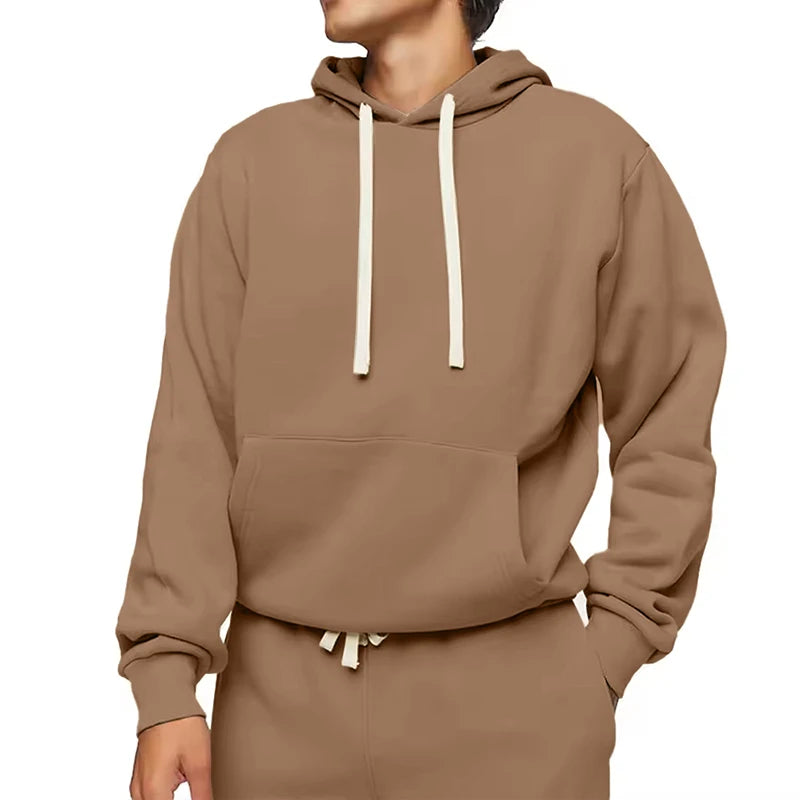 Factory High Quality 100% Cotton Hoodie Sweatpants Set Custom Print Logo Heavyweight Plain Pullover Sweatsuit Sporty Autumn