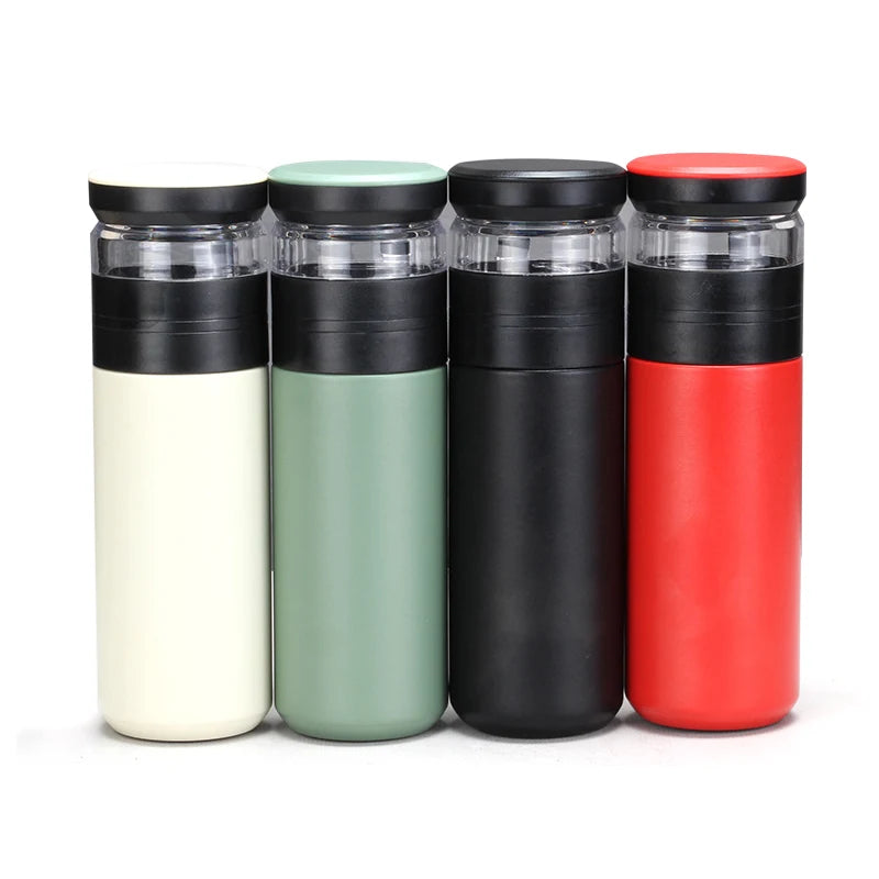 500ml Double Wall Stainless Steel Water Bottle with Tea Infuser Tea Container High Borosilicate Glass Bottle