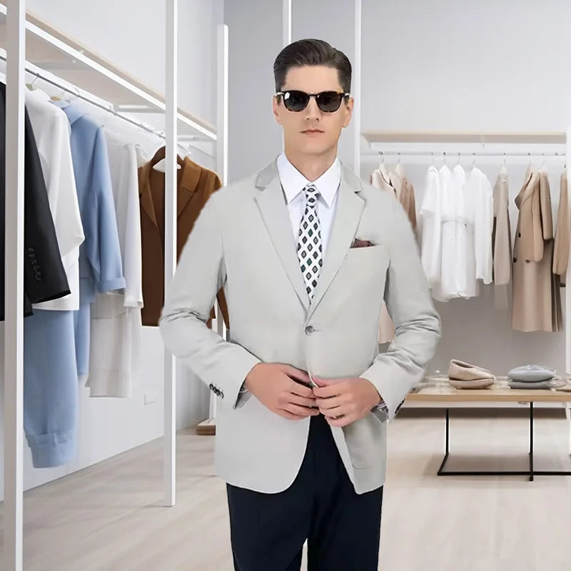 MTM Custom Made-to-Measure Single Breasted Suit With Button Fly Pants Breathable Polyester for Adults