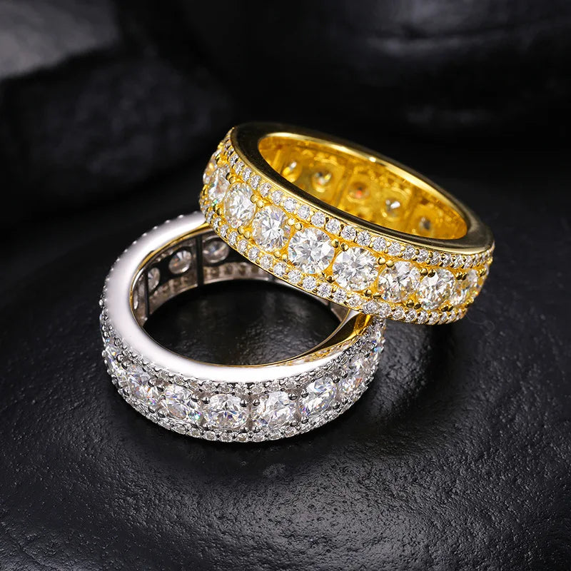 14k Gold Plated 925 Sterling Silver Full Eternity Moissanite Wholesales Men's Diamond Ring Engagement Ring