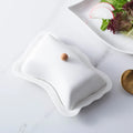 Countertop Ceramic White European Butter Dish with Lid Cream Cheese Container Storage Keeper Butter Holder
