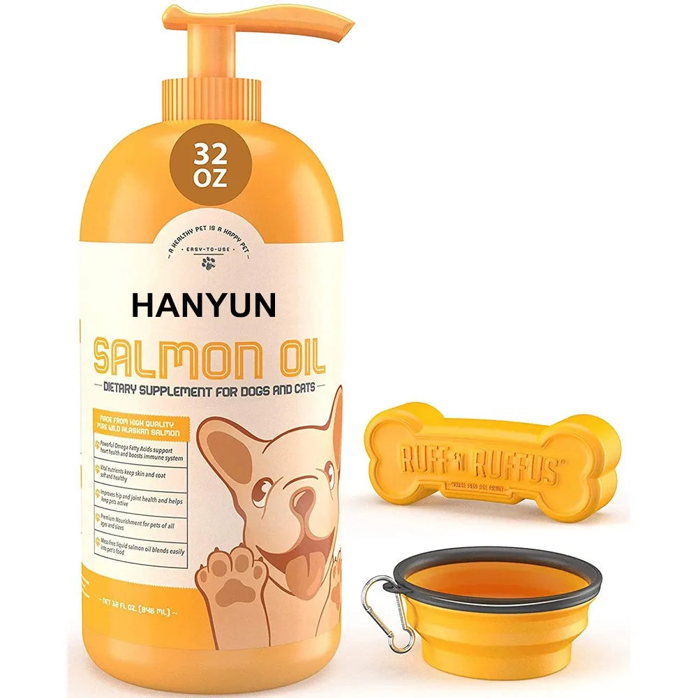 Pure Wild Alaskan Salmon Oil for Dogs & Cats Skin and Coat - Fish Oil Liquid with Pump - Supports Joint Function Immune & Heart