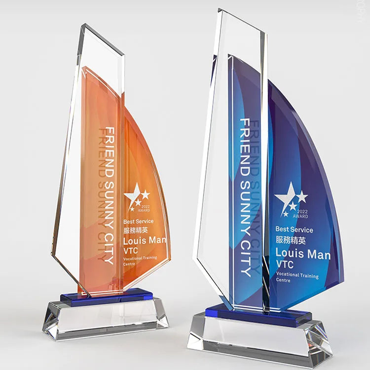 Crystal Cup Customized Annual Meeting Award Outstanding Staff Memorial Free Lettering Wholesale Trophy and Award