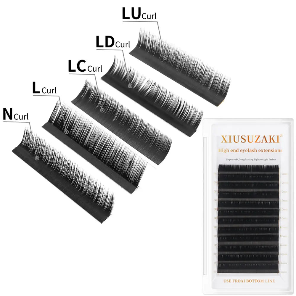 XIUSUZAKI C D L LU LC LD M N Curl Professional Soft Cilios Classic Matte Black Single Eyelashes Cashmere Lash Extensions