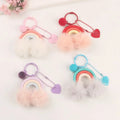 Promotion Handmade Boho Rainbow Macrame Woven Keychain Bag Accessories Handbags Charm Bohemian Pom Pom Fluffy Plush Key Chains
