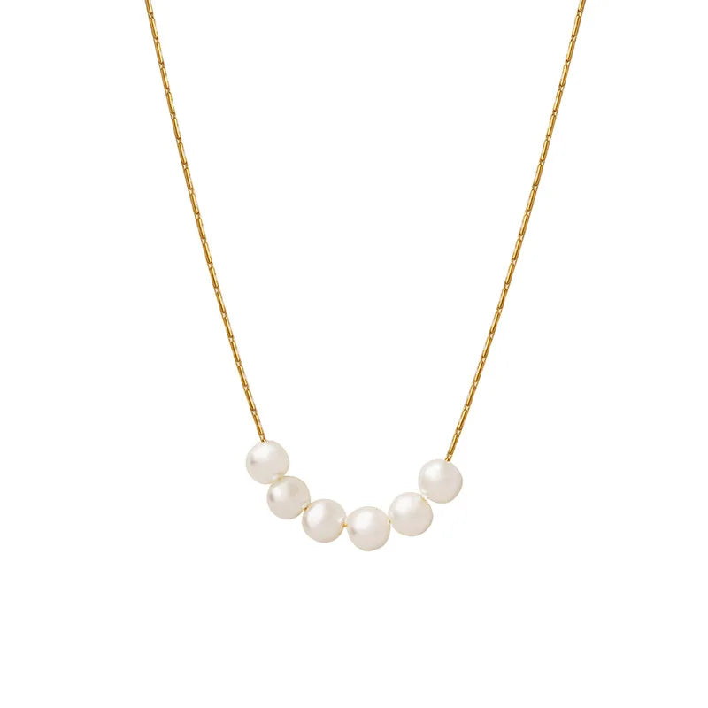 Wholesale Stainless Steel Chain Pearl Beads Charm Chain Necklace Jewelry Business for Women Vendors