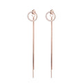 New Style 925 Sterling Silver Simple and Fashionable Round Long Tassel Chain Women's Earrings