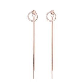 New Style 925 Sterling Silver Simple and Fashionable Round Long Tassel Chain Women's Earrings