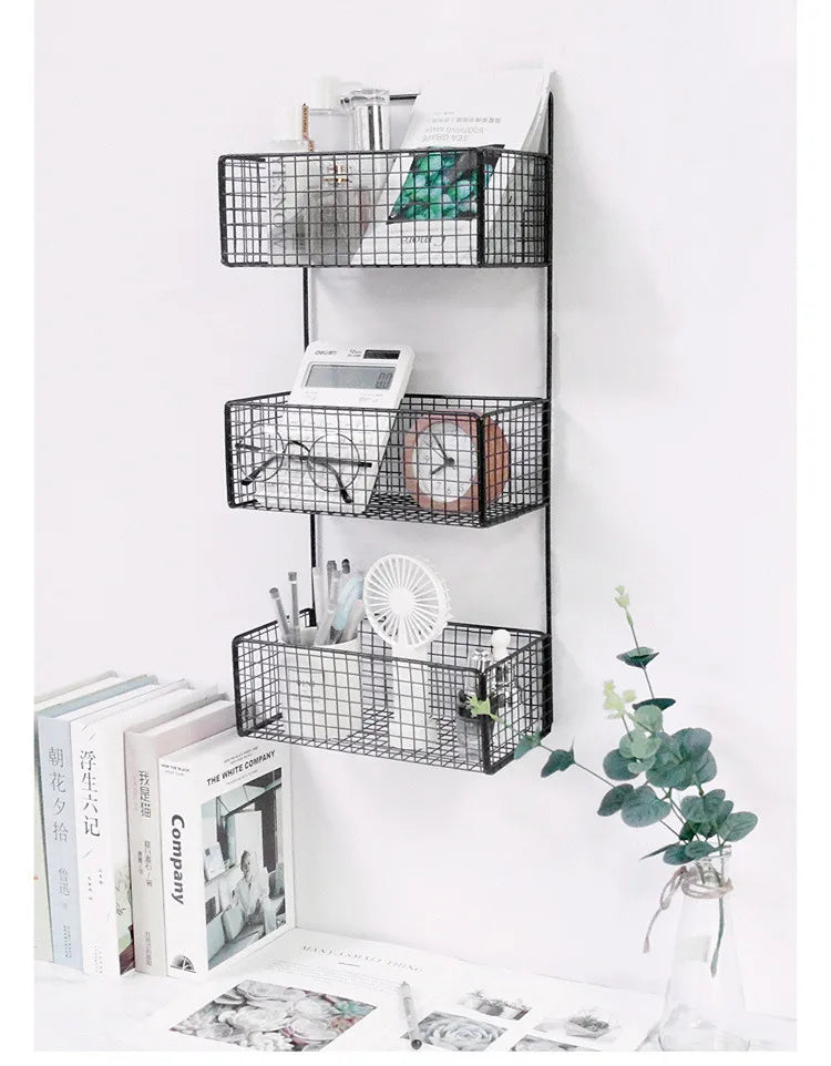 Bathroom Modern Corner Wall Hanging Rack Triple Tier Durable Metal Chrome Finish Sundries Storage No Drilling