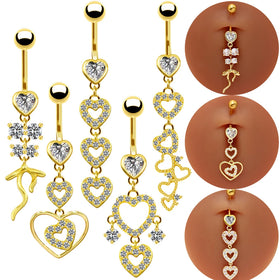 Gaby Belly Ring Wholesale Piercing 316LStainless Steel Piercing Large Heart Gold Plated Body Piercing Jewelry