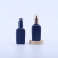 Luxury 50ml Matte Black Square Frosted Clear Glass Lotion Bottle Empty Refillable Cosmetic Press Pump Bottle