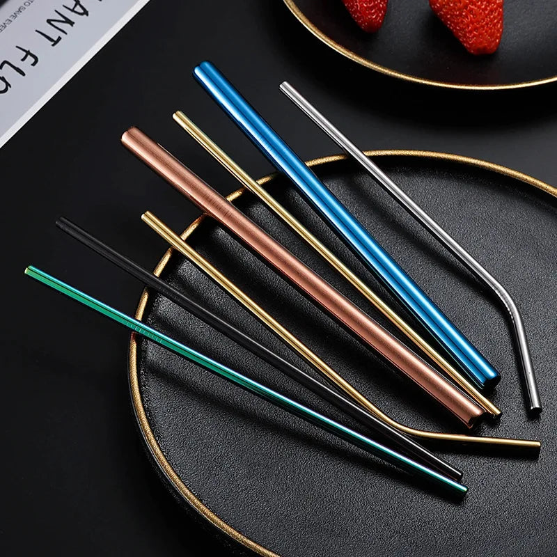 304 Stainless Steel Straw Eco-friendly Reusable Metal Straws Free Sample Bar Accessories Custom Logo