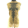 W024 Hot Sale Gold Patches Custom Embroidery Beads Crystals Rhinestones for Gown Dress