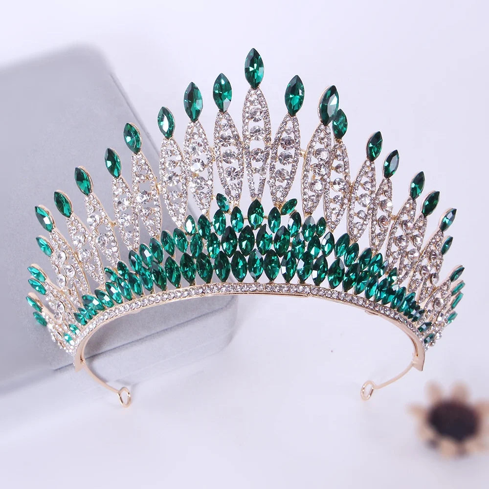 Luxury Bridal Crown with Rhinestones Beauty Pageant Alloy Hair Crown Car Show Model Wedding Dress Crown