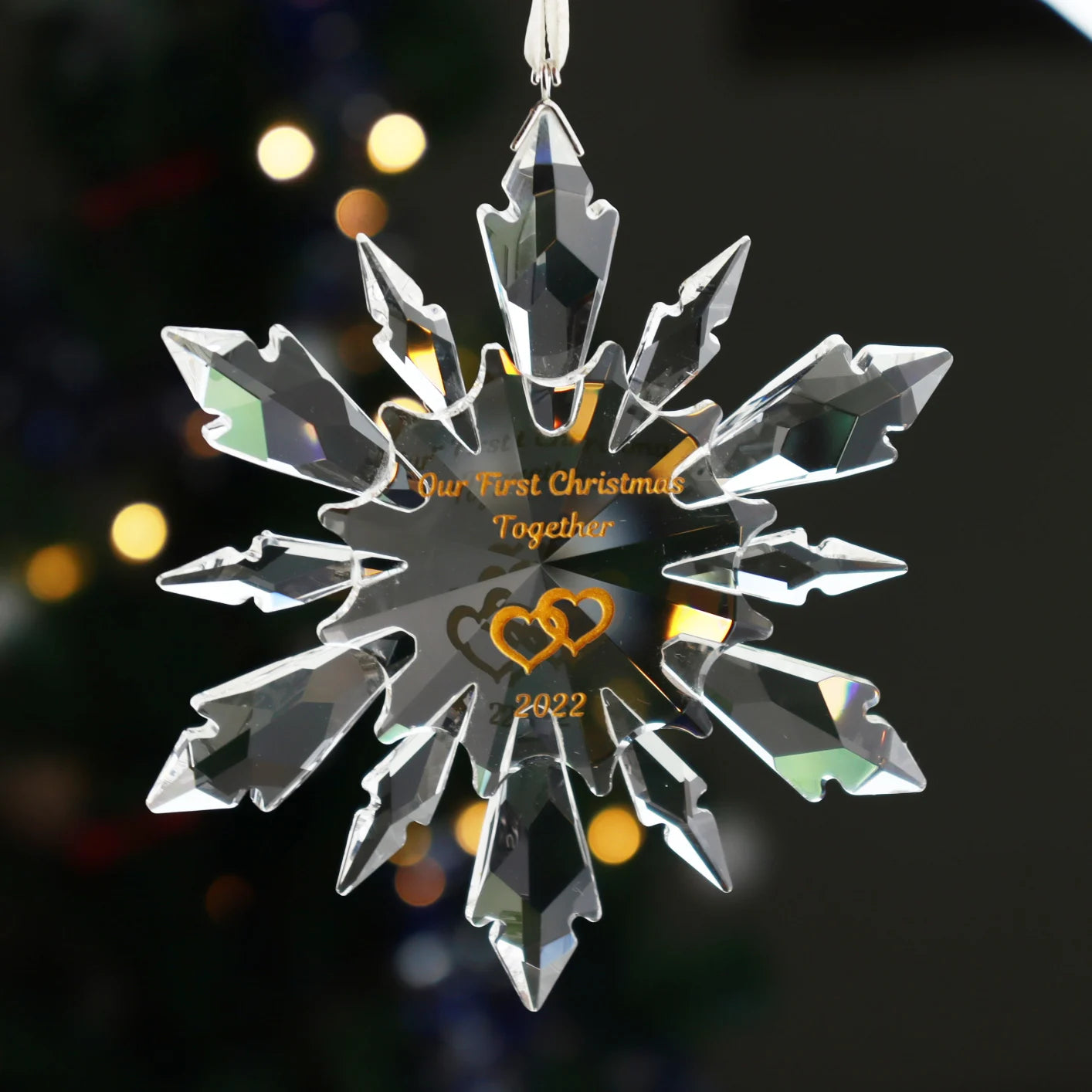 Custom Designed Personalized logo Crystal Glass Snowflake Ornament for Christmas Gift Holiday Decoration