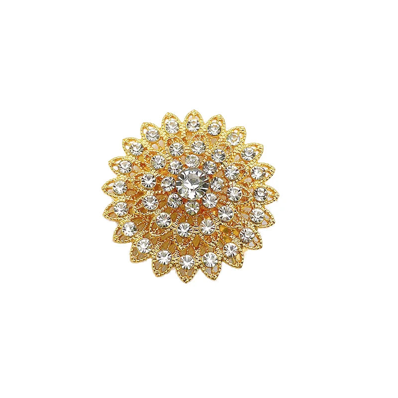 Wholesale Luxury Gold Rhinestone Napkin Rings Crystal Flower Serviette Buckle Holder for Wedding Hotel Table Decoration