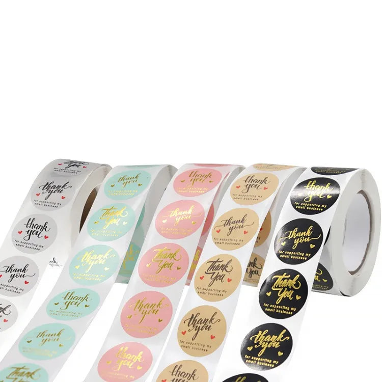 Customized Self Adhesive Sticker Rolls Pink Thank You Stickers Thank You for Supporting My Small Business Sticker