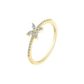 Temperament Fine 925 Sterling Silver 14K Gold Plated Small Butterfly Ring with Zircon Trendy Wedding & Party Jewelry for Women