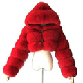 2022Long Sleeves Fashion Outerwear Winter Natural Furry Hooded Jacket Women Realfox Raccoon Fur Short Coat