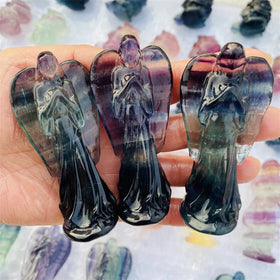 Wholesale Goddess Statues Rainbow Fluorite Angel Fluorite Virgin Mary Crystal Carving For Home Decor