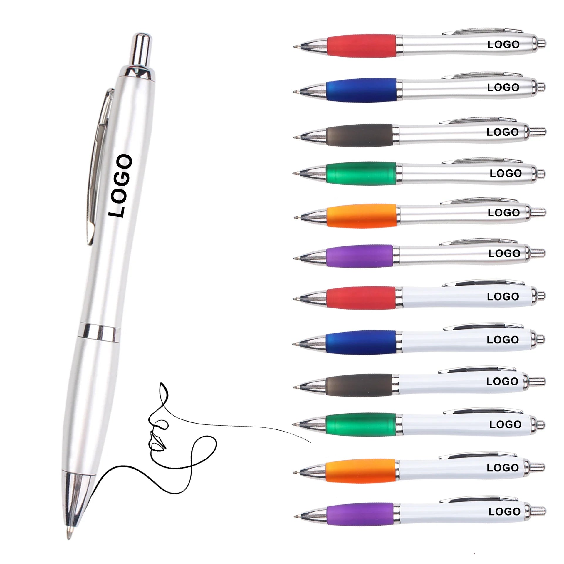 Wholesale Advertising Marketing Cross-Border Ballpoint Pen UV Printed Logo Foreign Trade Plastic Press Gourd Durable Ball Pen