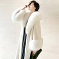 Winter Fashion 2021 Plus Size  Faux Mink Fur Trench Long Coat With Fur Lapel and Cuff Faux Fur Trim Jacket for Women Winter Coat