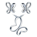 Fashion Butterfly Earrings Necklaces 925 Silver Jewelry Sets