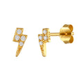 925 Sterling Silver Geometric Lightning Stud Earring CZ Silver Jewelry