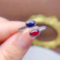 Factory Supply Promise Eternity 925 Sterling Silver Gold Plated Oval Cut Sapphire Ruby Wedding Big Finger Rings for Women