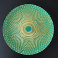 Gold and Green Peacock Pattern Glass Charger PlateGlass Bowl