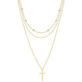 2024 NEW Fashion Dangling Cross High Quality Necklace Jewelry 925 Sterling Silver 3 Layer Gold Plated Necklace Jewelry for Women