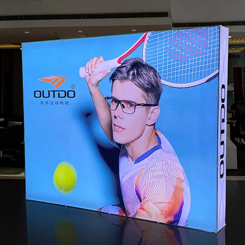 Professional Custom Commercial Promotion Activities Commercial Trade Advertising Display Stand Custom logo LED Mesh Light Box