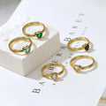 French Luxury 18K Gold Plated Minimalist Heart Zircon Diamond Gemstone for Women Stainless Steel Inlay Jewelry Pink Green Blue