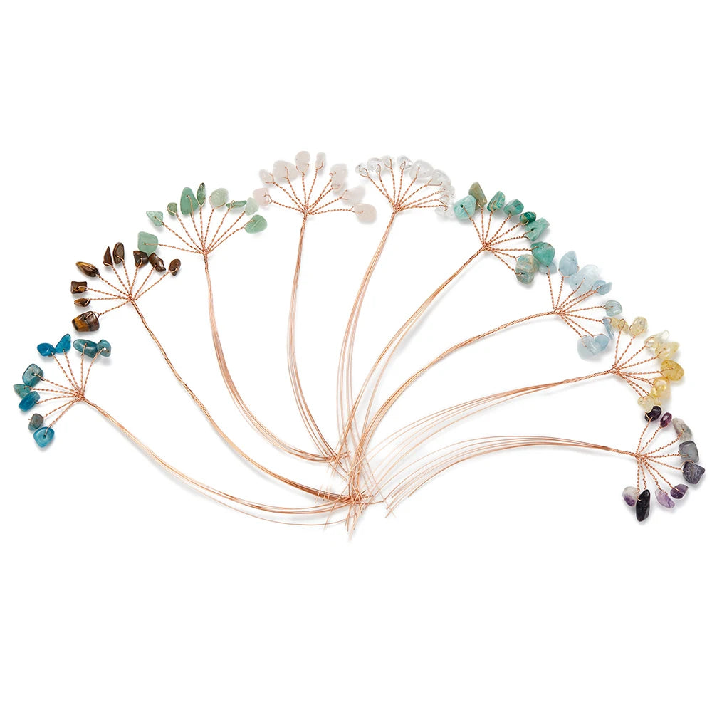 Mini Chakra Healing Crystal Copper Wrapped Money Tree Amethyst Cluster Gemstone Chip Feng Shui Crystal Tree for DIY Jewelry
